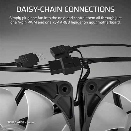 Corsair RS120-R ARGB 120mm PWM Reverse Cabinet Fan (Triple Pack)